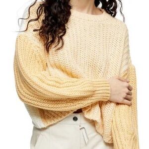 TOPSHOP YELLIW COLORBLOCK CROPPED SWEATER